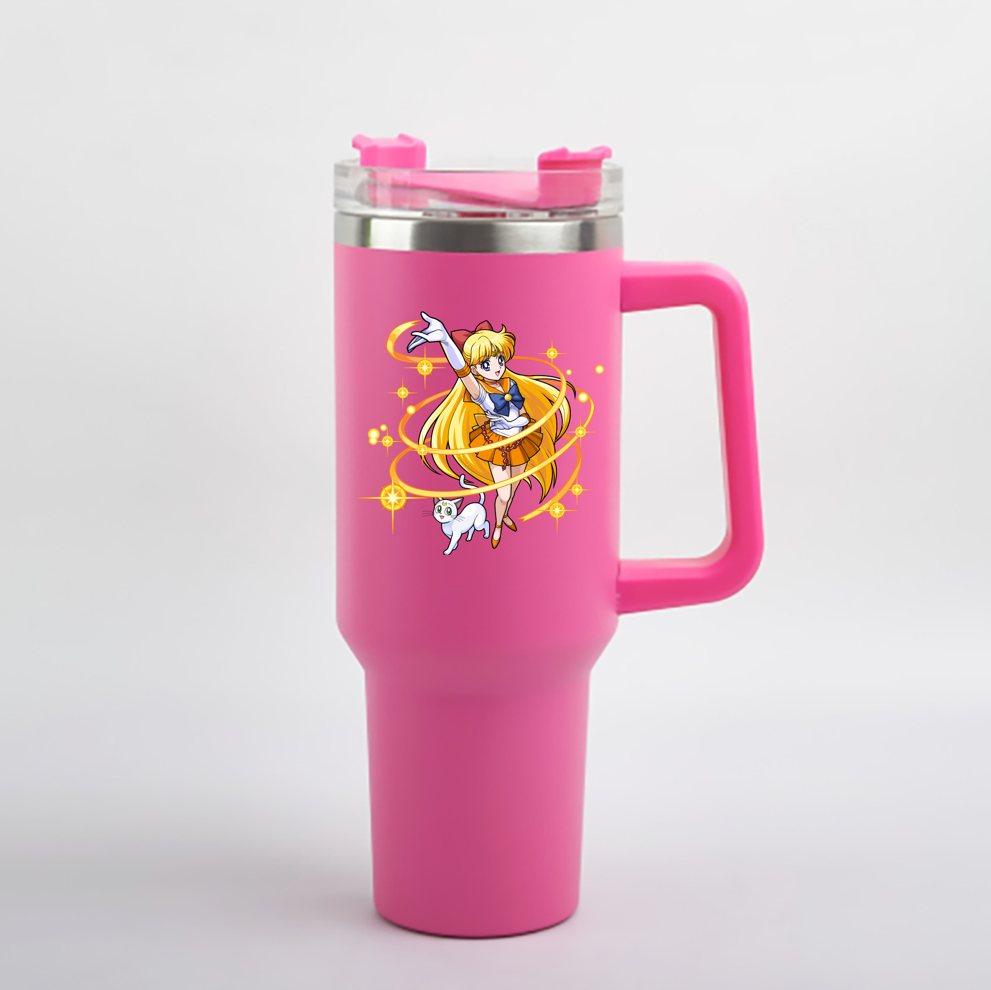 （画像用） 美少女戦士セーラームーン 愛野 美奈子 あいの みなこ Sailor Moon Aino Minako 1200mL車用タンブラー - クリスタルステッカー（プラスチックストロー付き）